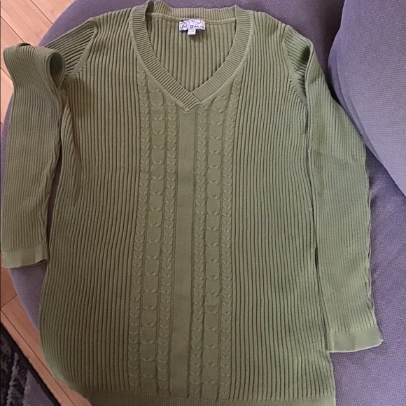 Dalia Avocado Green Cotton Sweater ⭐️SALE 3/$20⭐️ - Picture 4 of 6